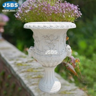 White Floral Flower Pot, JS-P040
